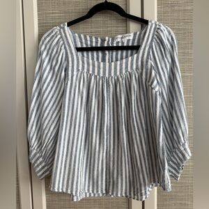 Apiece Apart Merida Striped Cotton Peasant Blouse Blue/White – Size 2